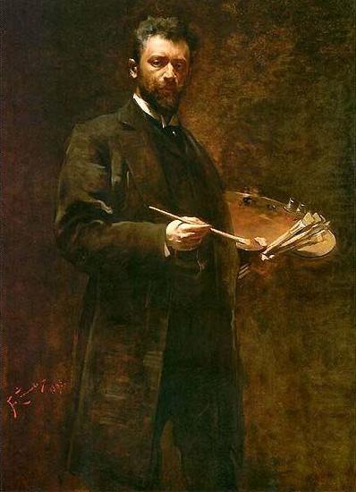 Franciszek zmurko Self-portrait with a palette. china oil painting image